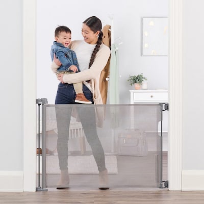 regalo fabric retractable baby gate - gray