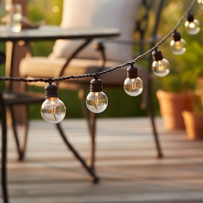 harbor breeze 48-ft plug-in brown indoor/outdoor string light with 100 white -light led globe bulbs