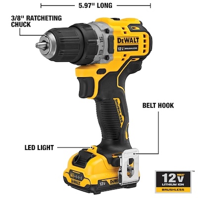 dewalt xtreme 12-volt max 3/8-in keyless brushless cordless drill-tool only