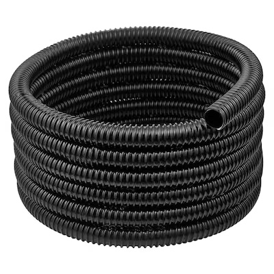 Justincity  PVC corrugated pond tubing 1 in inner diameter 1.2 in outer diameter flexible black
