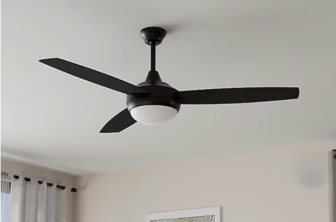  Harbor Breeze Beach Creek 44-in Matte Black with Matte Black/Auburn Blades LED Downrod or Flush