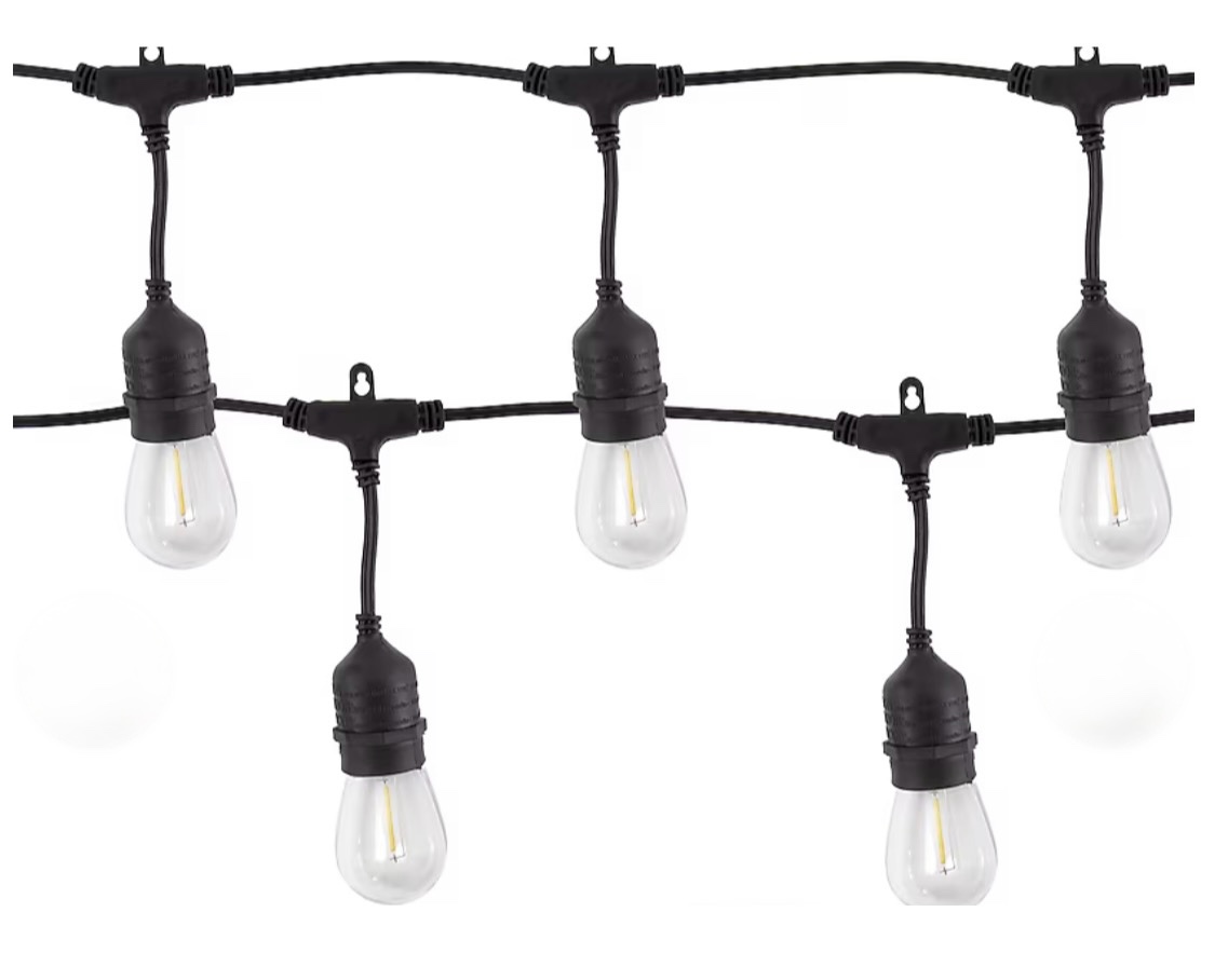Harbor Breeze 27-ft Solar Black Indoor/Outdoor String Light with 10 White -Light LED Edison Bulbs
