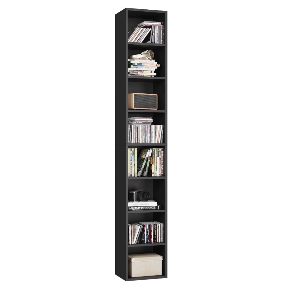 homfa 8-tier wood bookcase, 71'' tall storage cube organizer with adjustable shelves, black one size