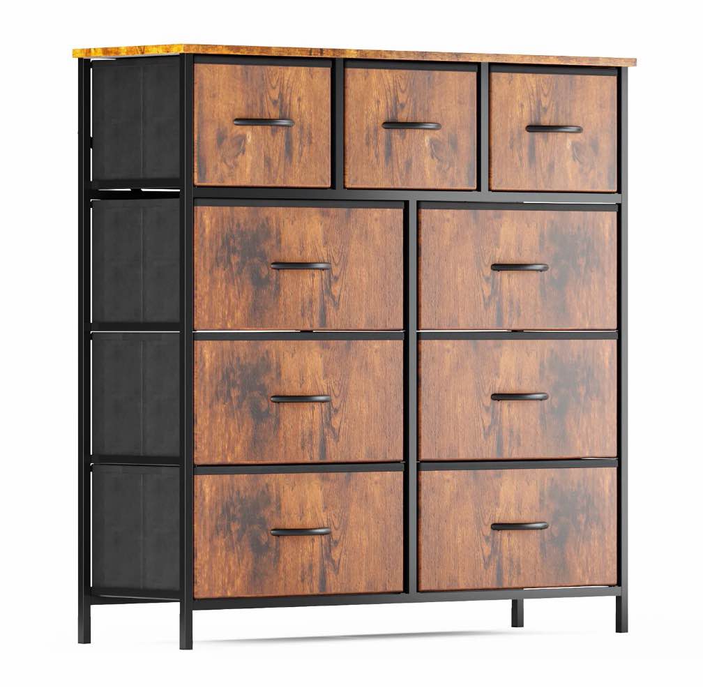 Condition photo showing New/Like New for edx 9 drawer fabric dresser for bedroom, chest of drawer organizer storage cabinet for closet, entryway, rust brown