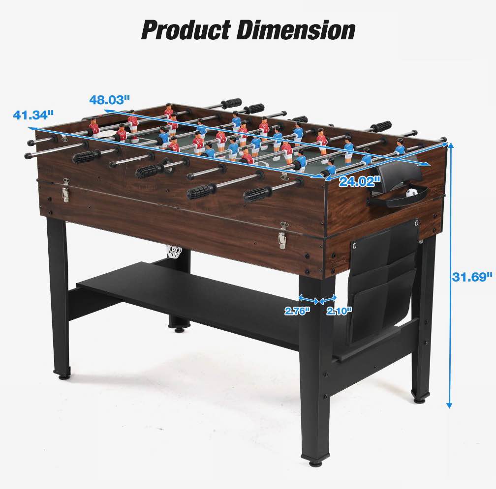 Condition photo showing New/Like New for funtok 3 in 1 game table with air hockey, foosball, pool, 48'' multi game table with all accessories & storage, combo game table professional level for adults kids family game room