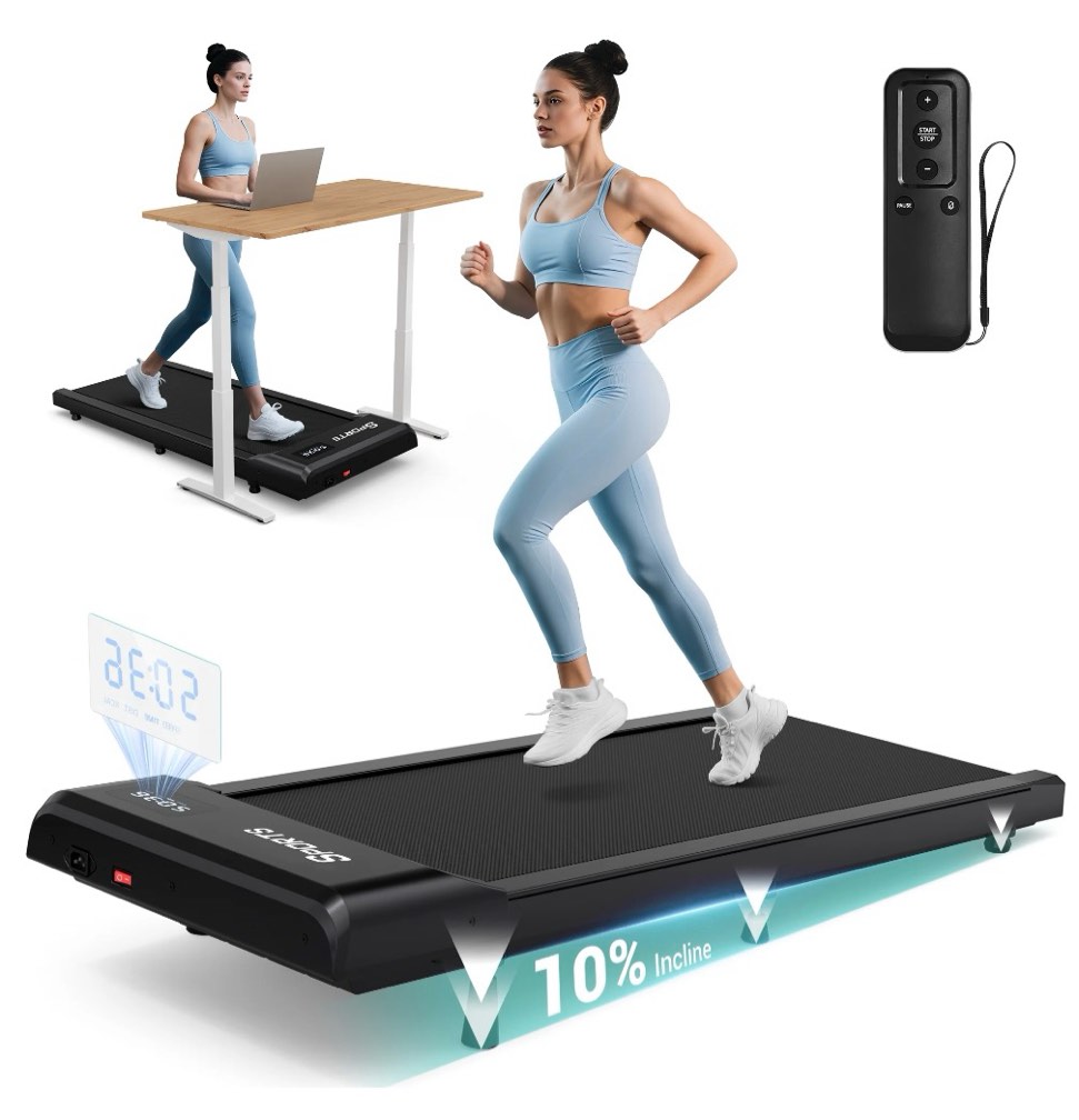 dprodo walking pad with 10% incline,walking pad treadmill for home office,2.5 hp under desk treadmill with led display & remote,265 lbs capacity