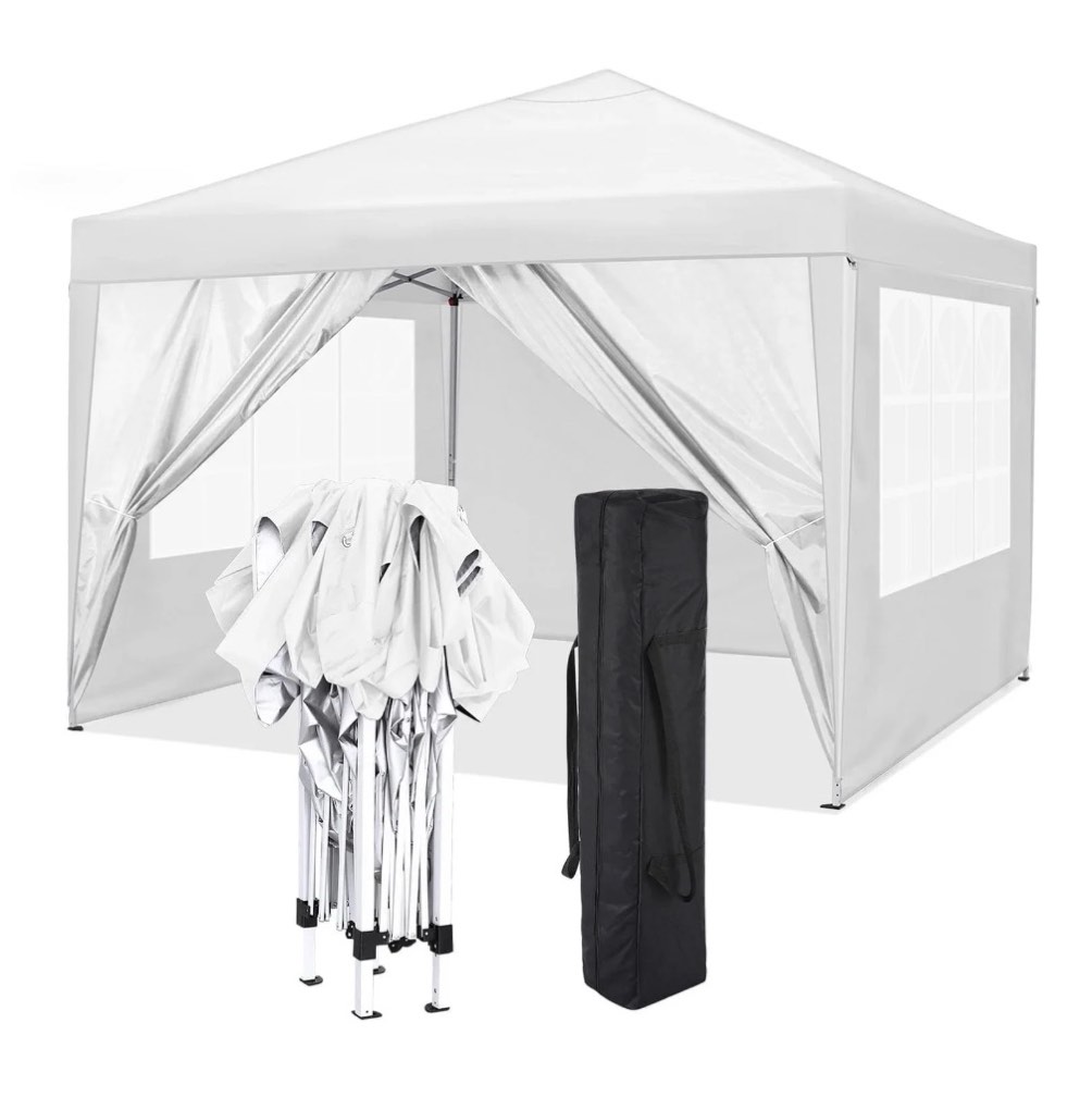 hoteel 10x10ft popup canopy waterproof canopy with 4 sidewalls outdoor commercial instant shelter beach camping canopy tent for party, white
