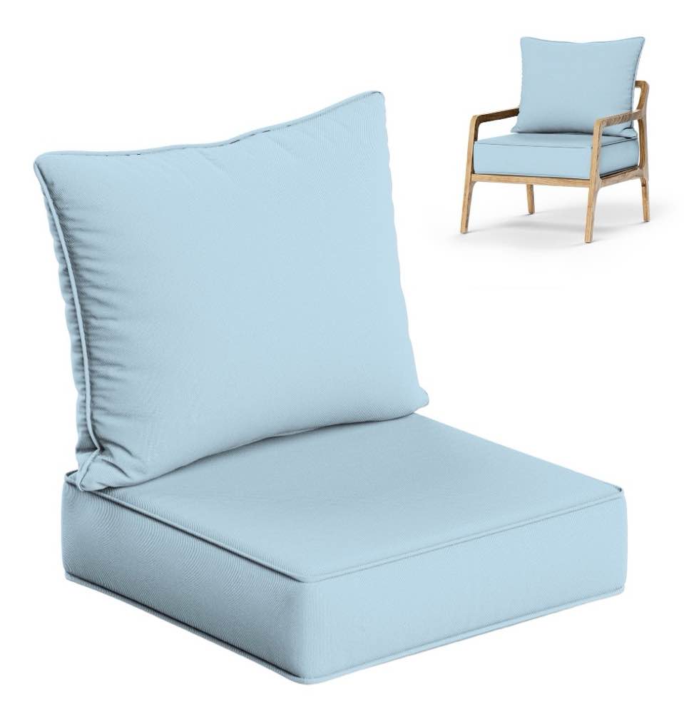 kimunuk outdoor deep seat cushion set, 24" x 24" x 6.5" patio furniture chair cushions replacement for sofa couch, sky blue