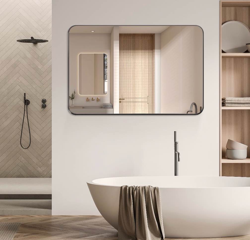edx bathroom mirror 40 x 30 wall mirror with rectangular metal frame black
