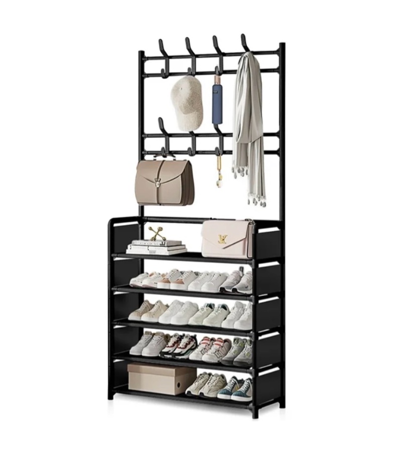 brochao 5-tier dust-proof freestanding shoe rack black
