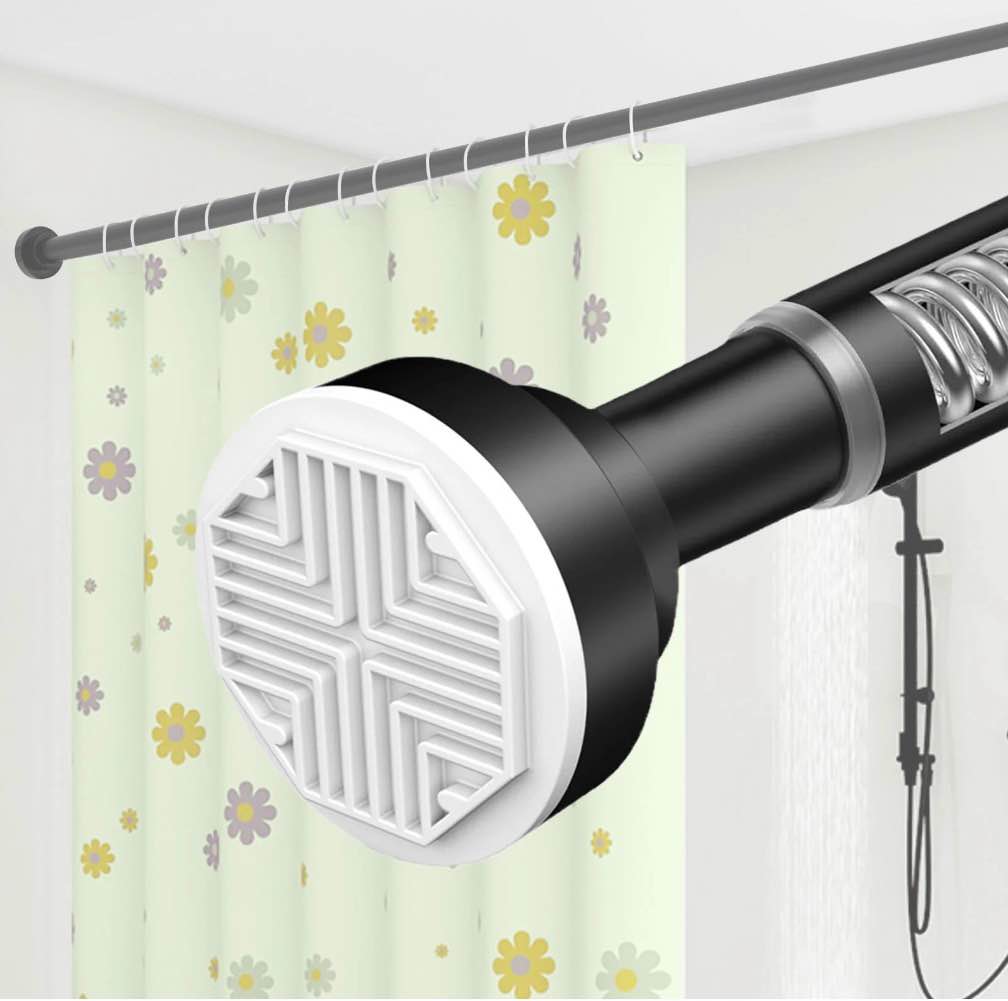 spokki 28-75 inch heavy-duty matte black tension shower curtain rod, no drill rustproof carbon steel adjustable spring rod for bathroom, kitchen, window – holds 30+ lbs
