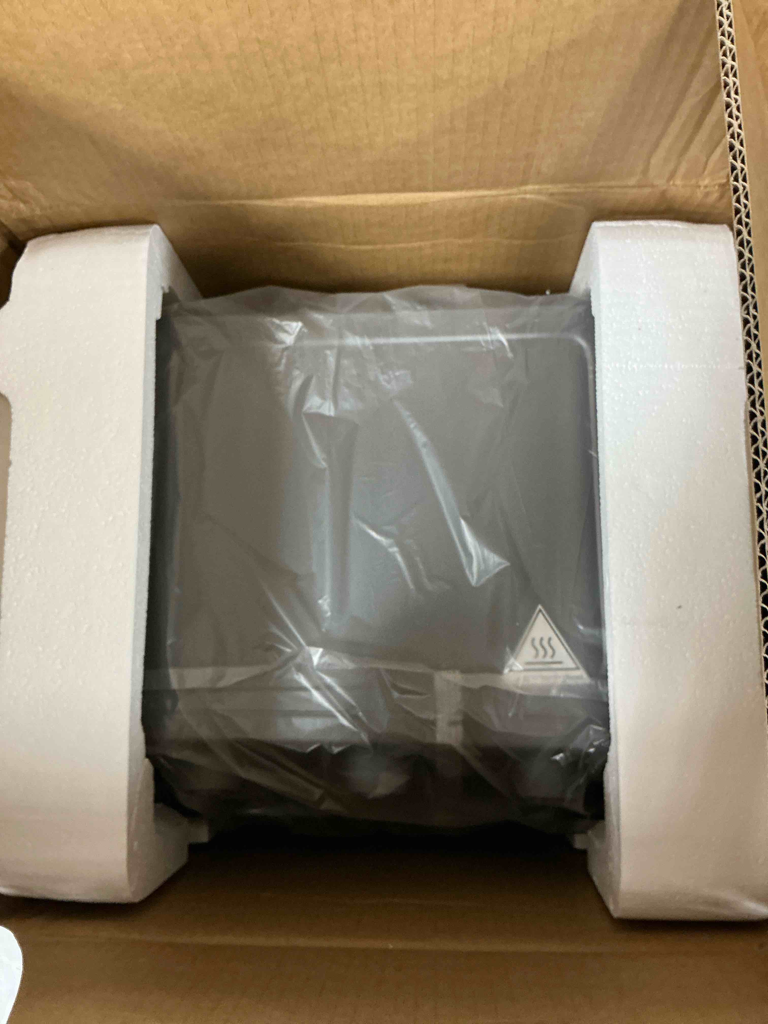 Condition photo showing New/Like New for 19qt air fryer toaster oven with convection  5-in-1 countertop cooker  visible window  oil free  1500w  black