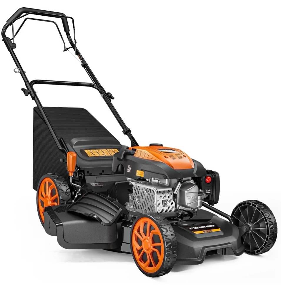 Efurden 21" 170cc Gas Self-Propelled Lawn Mower, 3-in-1, 7-Height Adjustment, 10" Rear Wheels, 17 gal Bag