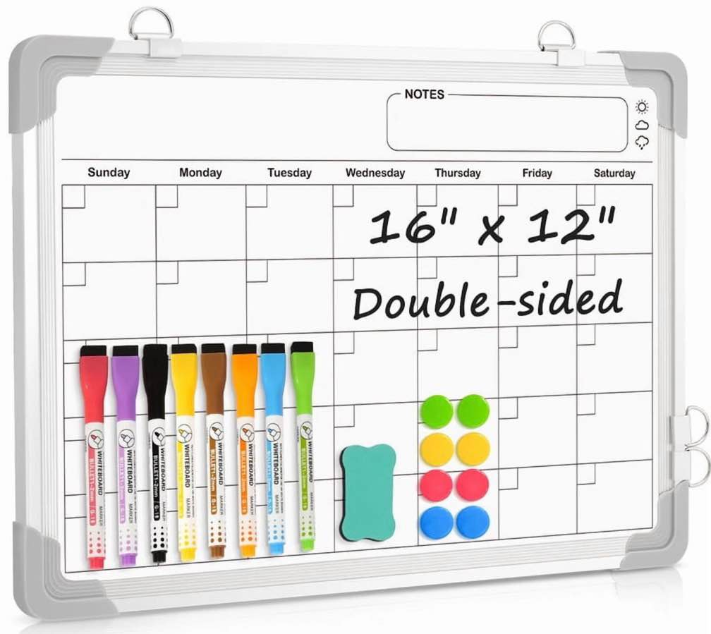 Monthly Dry Erase Calendar Whiteboard Calendar Magnetic White Board Double-Sided  16  X 12  Calendar Monthly Whiteboard  Small Wall Hanging Calendar Board for Home  Office  Kitchen