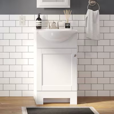 Project Source Euro 18-in True White Single Sink Bathroom Vanity with White Cultured Marble Top