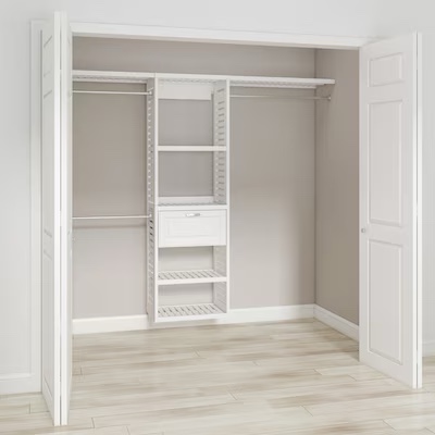  allen + roth Hartford Reach-in Tower system White Ventilated Shelving Wood Closet System