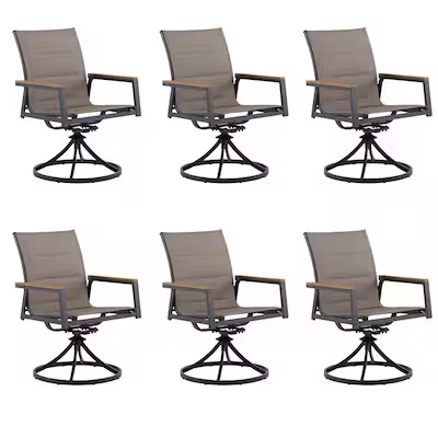  Style Selections Waterline Set of 6 Charcoal gray Metal Frame Swivel rocker Dining Chair with Tan