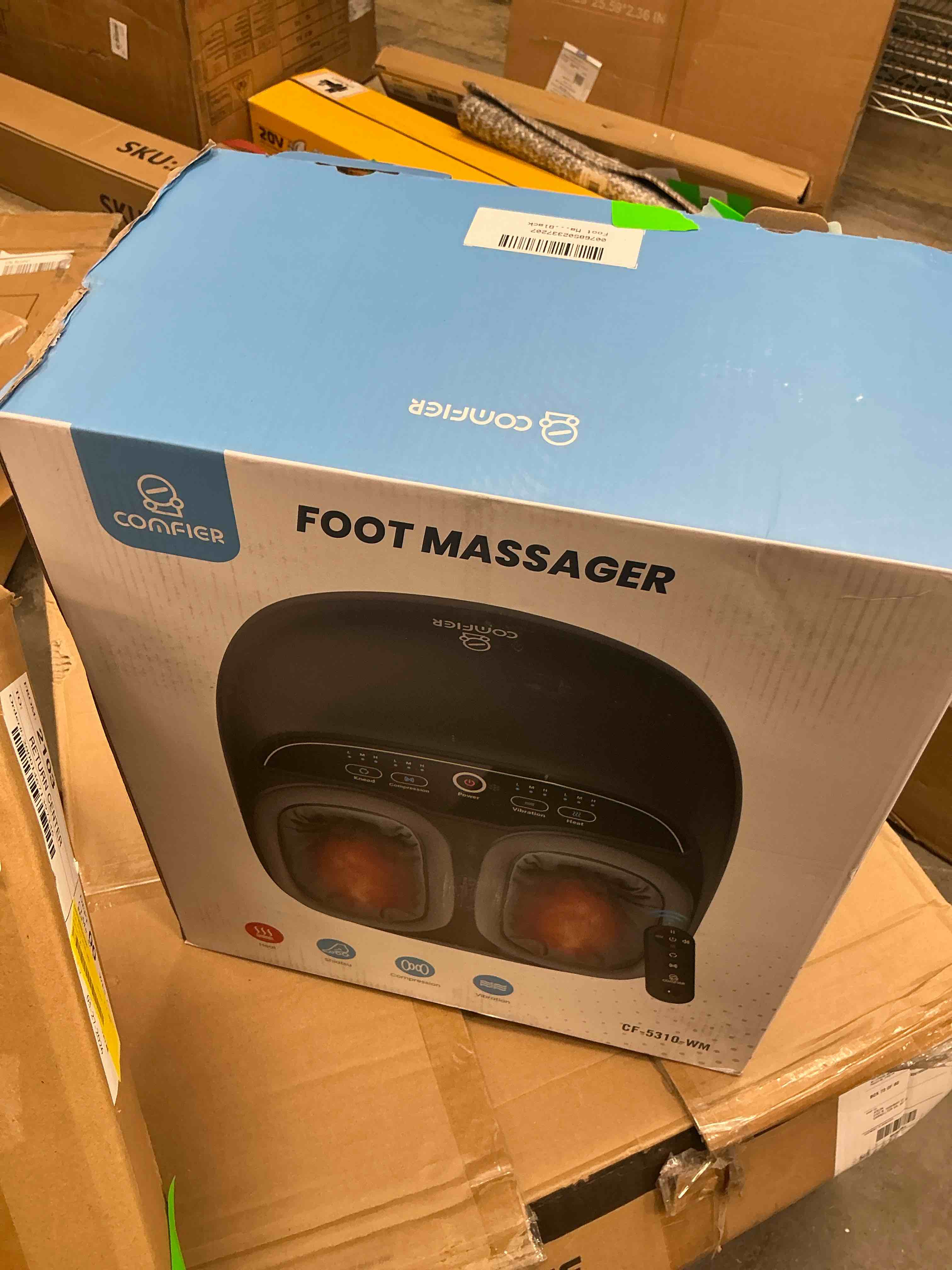 Condition photo showing New/Like New for foot massager with heat  comfier shiatsu foot massage machine with remote for relax up to size 13  black  father s day gifts