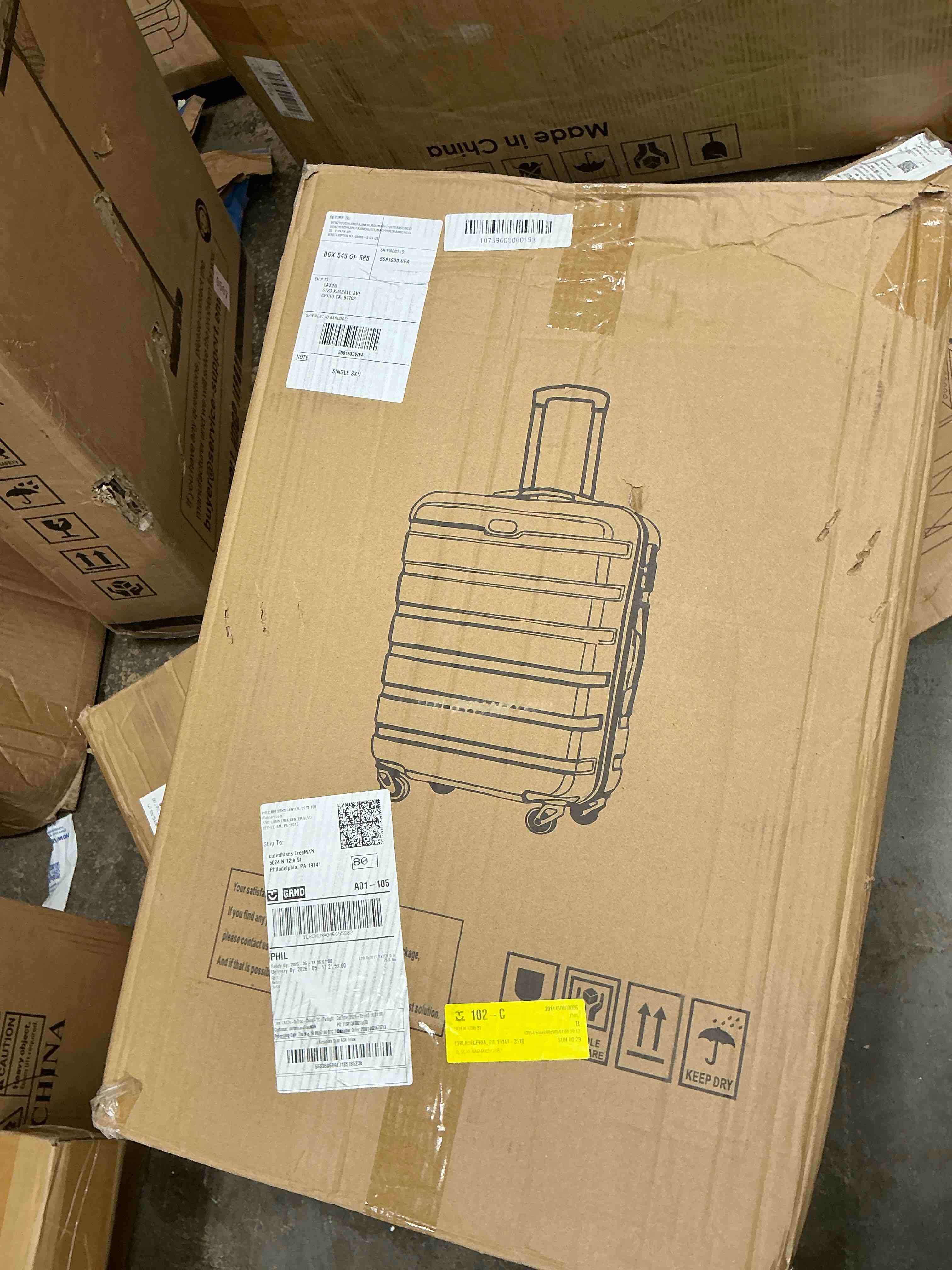 Condition photo showing Good Condition for gowill hardside lightweight abs suitcase with expandable duffle bag (sky blue tan)