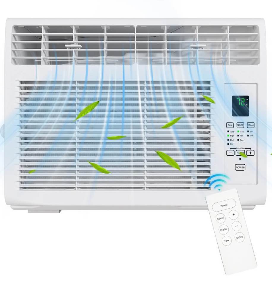 ktaxon 6000 btu window air conditioner, 3-in-1 cool/fan/dehumidifier window ac unit, easycool air conditioner with remote control, cools up to 250 sq. ft., fits bedroom, study, office