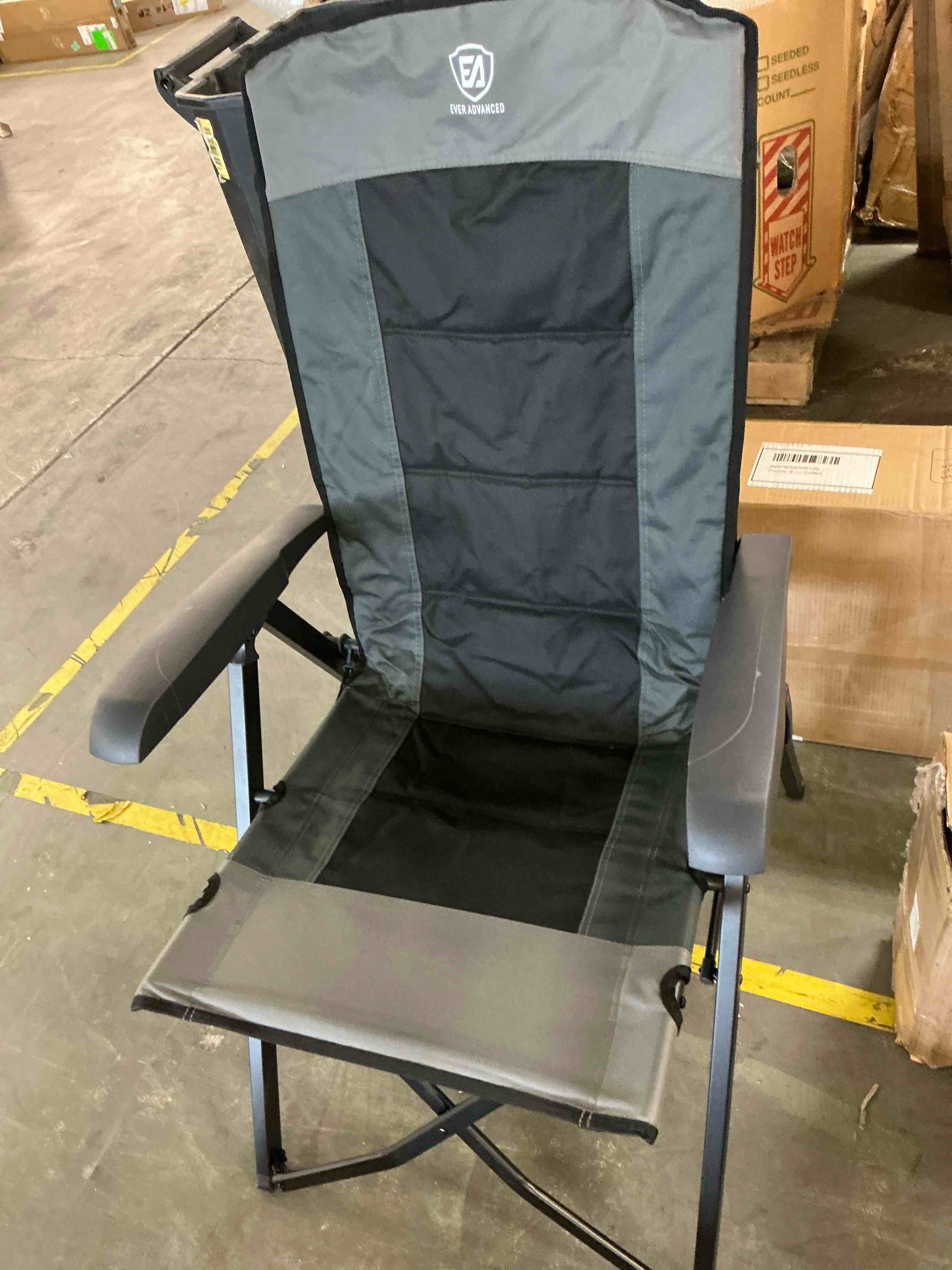 Condition photo showing Good Condition for ever advanced folding recliner camping chair with adjustable high back  fully padded  portable patio reclining chair for adults  grey