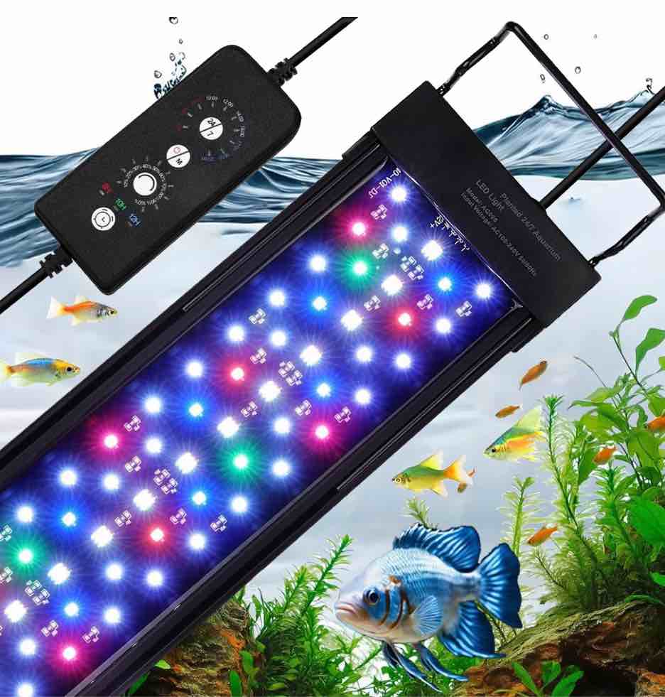 Tawatiler LED Aquarium Light 42W, 24/7 Mode and DIY Mode Fish Tank Light, Full Spectrum Aquarium Plant Light, Adjustable Timer/Brightness Fish Tank LED Light with 9 Colors for 48-55" Fish Tank