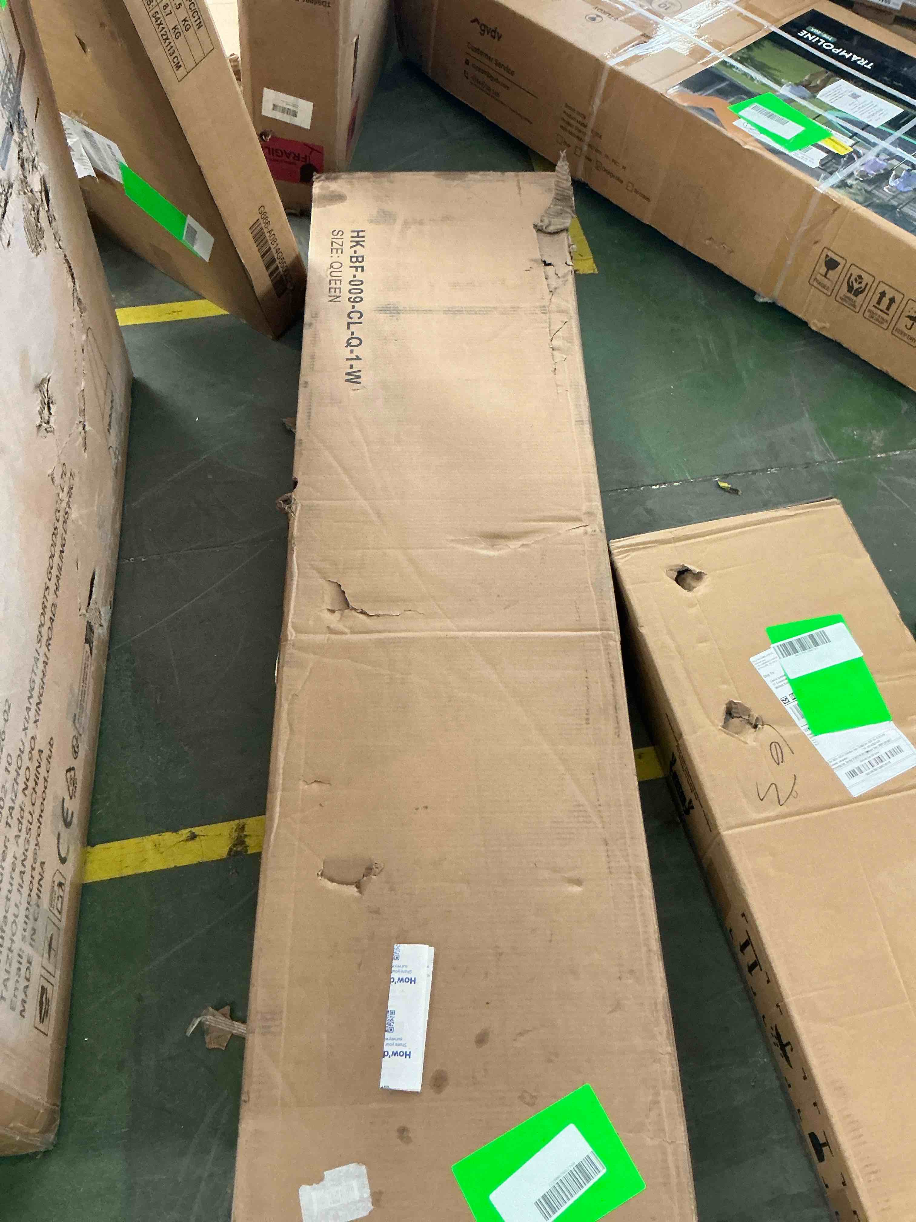 Condition photo showing Good Condition for satifur queen bed frames with led lights & charging station, platform bed with metal slats, headboard with 2-tier storage shelves, no box spring needed, white