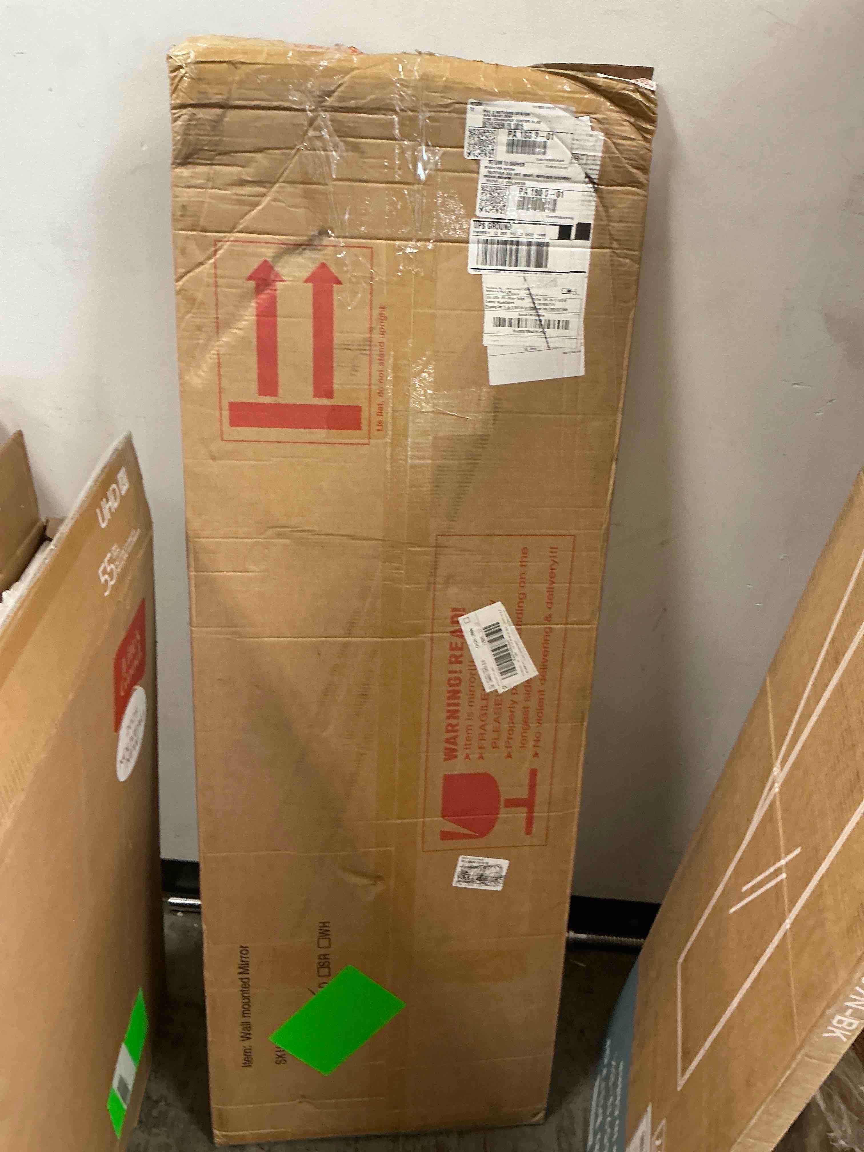 Condition photo showing Good Condition for concetta 59"x16" arched full length mirror, full body standing mirror floor mirrors, gold