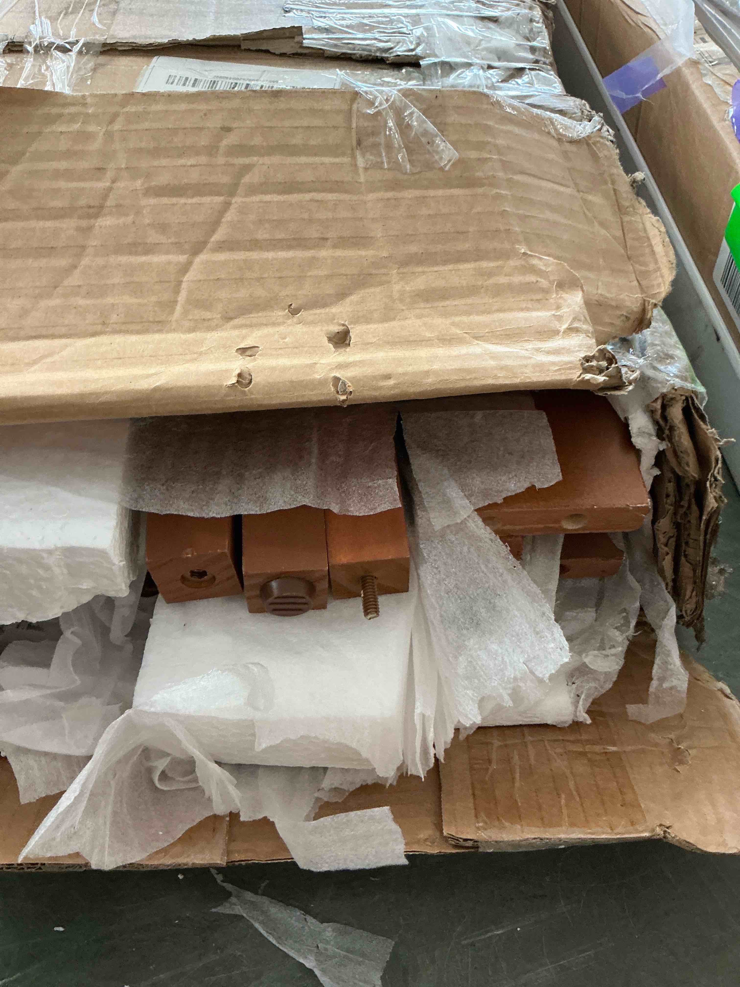 Condition photo showing Good Condition for concetta king size solid wood platform bed with headboard & 8”underbed storage, no box spring needed, wood slat support, dark brown finish for modern bedroom