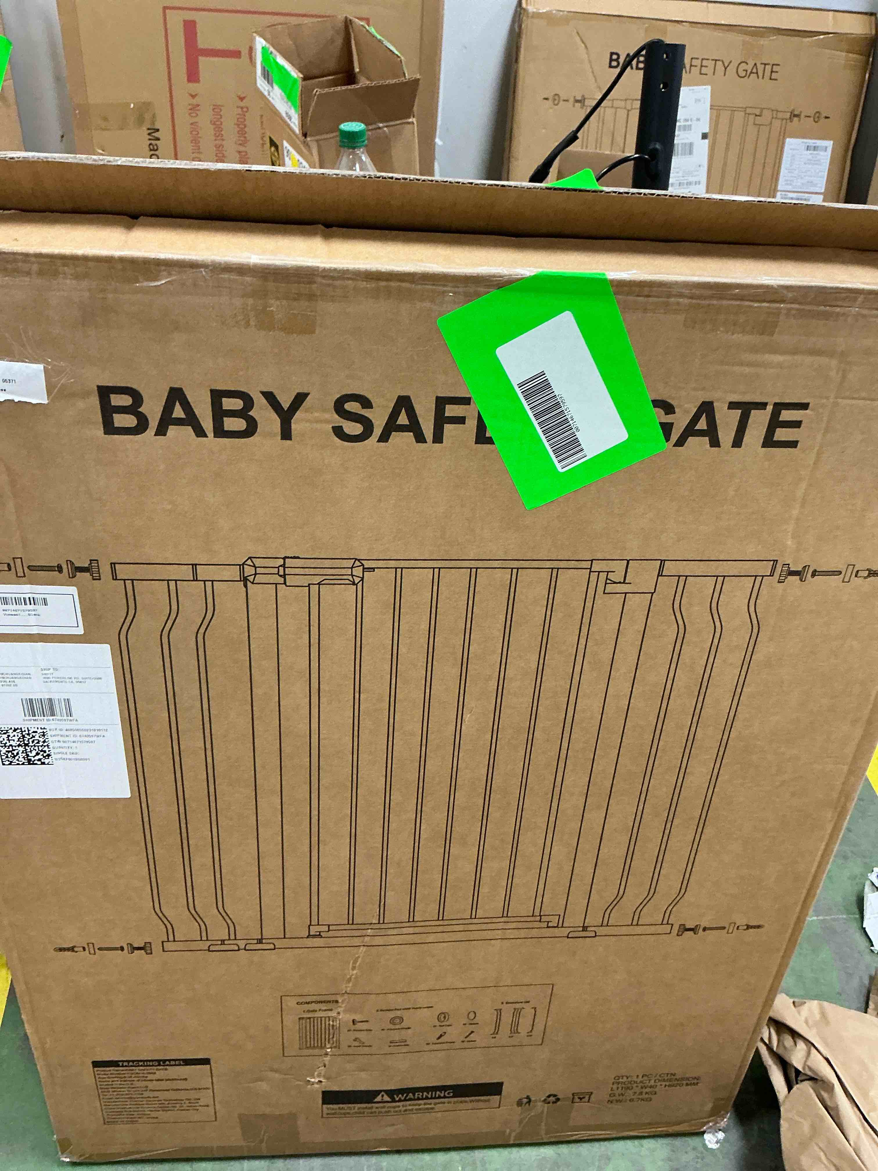 Condition photo showing New/Like New for vomeast 36in extra tall baby safety gate,29.93- 48.8in extra wide metal dog gates for stair and doorways,pressure mounted,black
