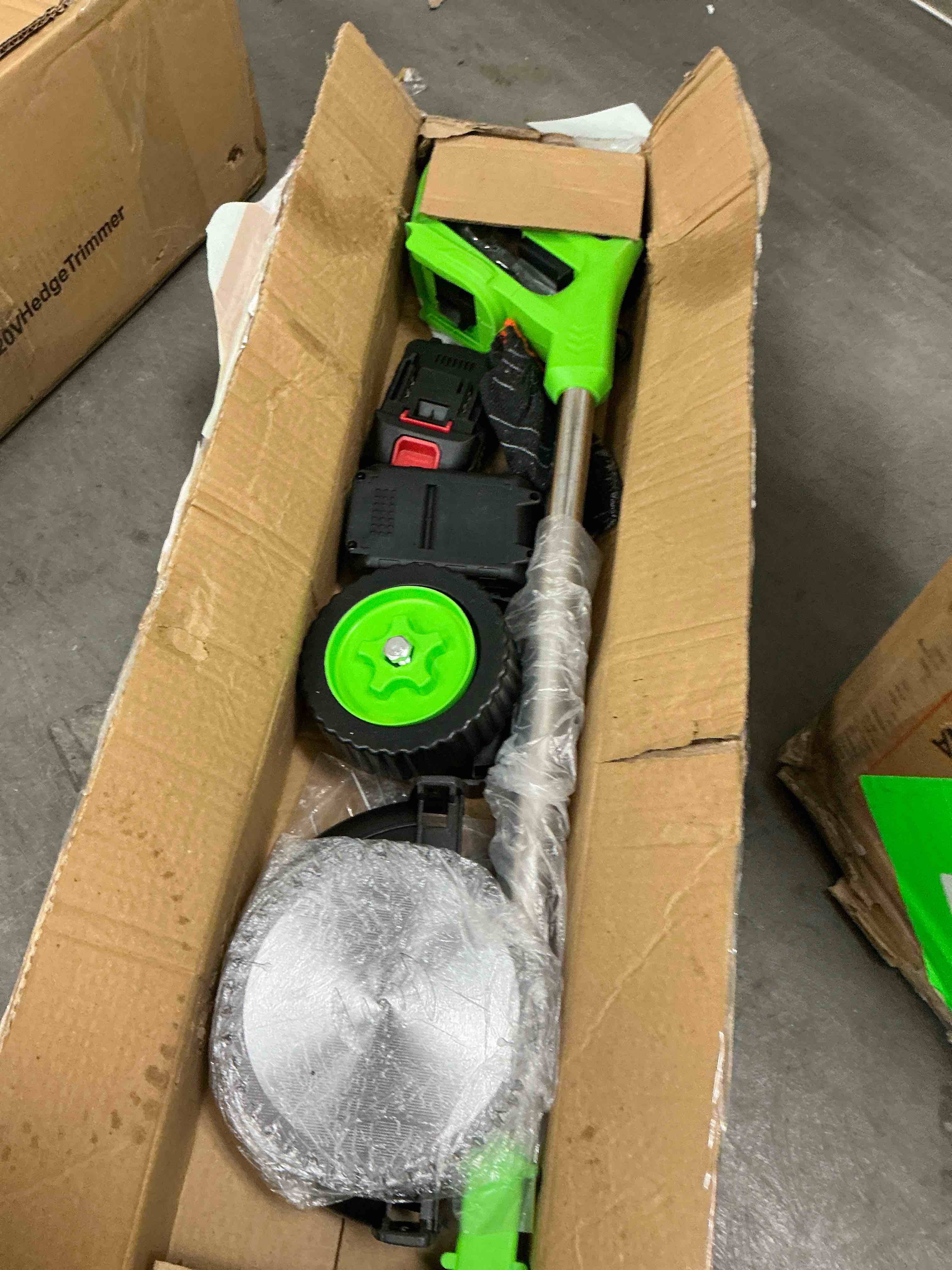 Condition photo showing Good Condition for teblint 650w electric weed wacker, cordless string trimmer, weed eater grass trimmer/edger/cutter with wheels, 2pcs 21v batteries, 5 types of blades, adjustable length for lawn yard garden (green)