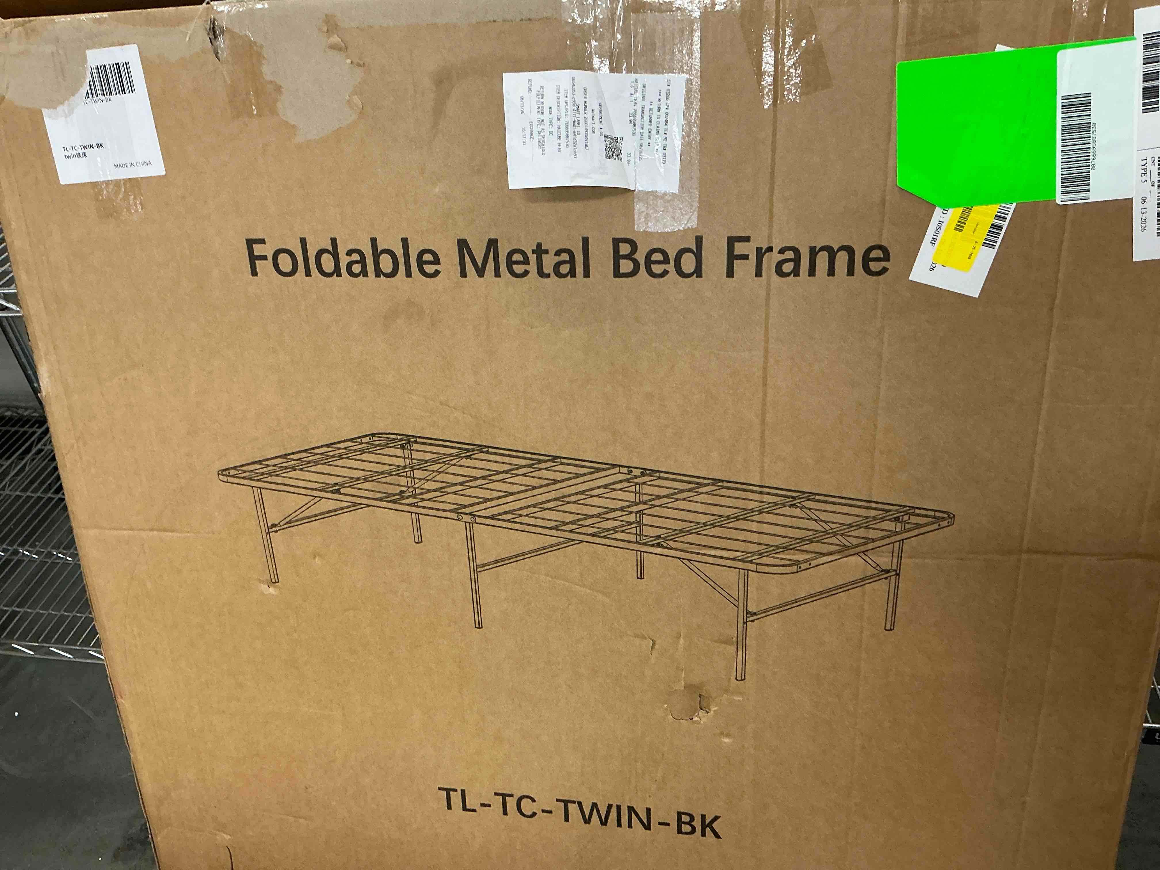 Condition photo showing Good Condition for housniflex heavy duty foldable metal twin size bed frame no assembly steel platform with rounded corners 14 inch high easy storage black