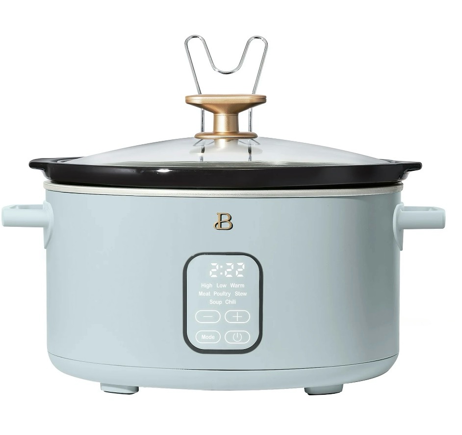 Condition photo showing New/Like New for beautiful 6 qt programmable slow cooker  hydrangea by drew barrymore