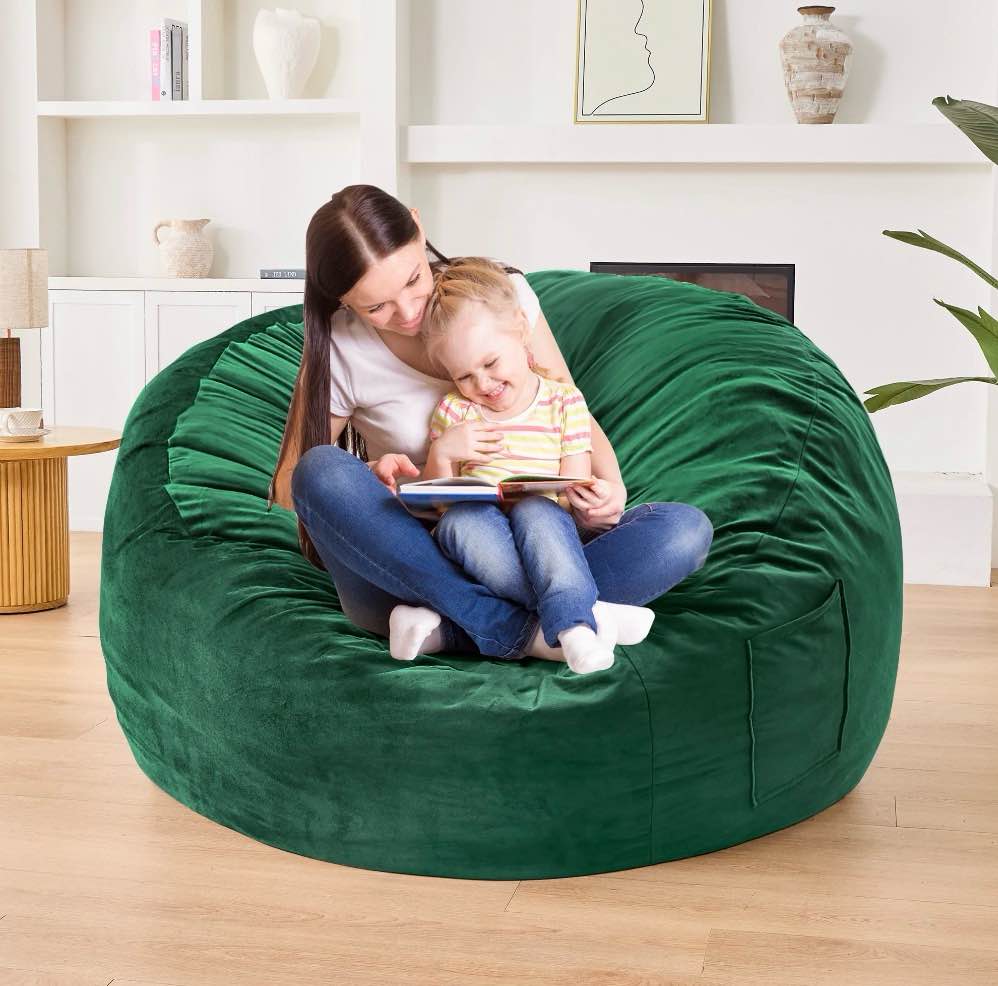 xiecuva bean bag chair stuffed with foam for adults?folding beanbag chairs lounge sofa bed?medium size memory foam mattress?4 ft