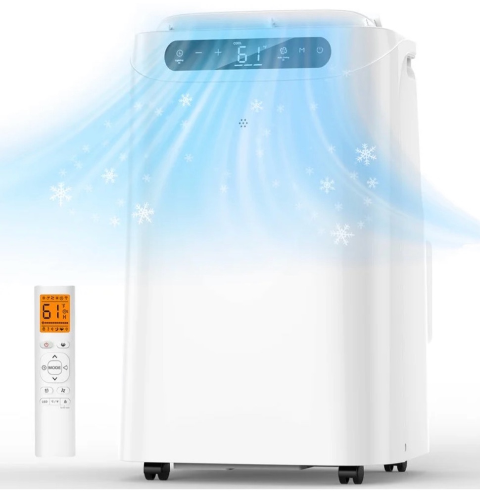 lcxmtv 12,000 btu portable air conditioner, 3-in-1 ac unit with dehumidifier and fan, cools up to 500 sq. ft., includes window kit, backlit remote and 24h timer
