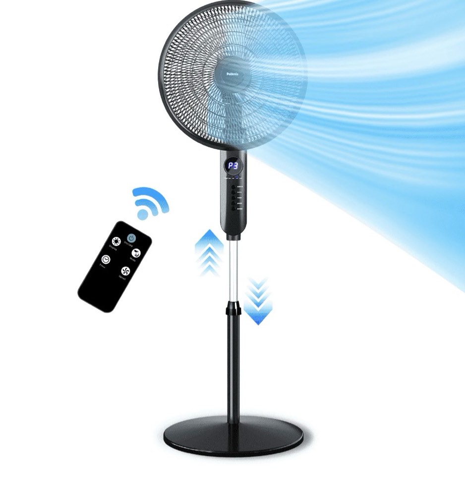 16 oscillating pedestal fan with remote 3-speed stand up fan with adjustable height and tilt less noise cooling fan for home office room bedroom