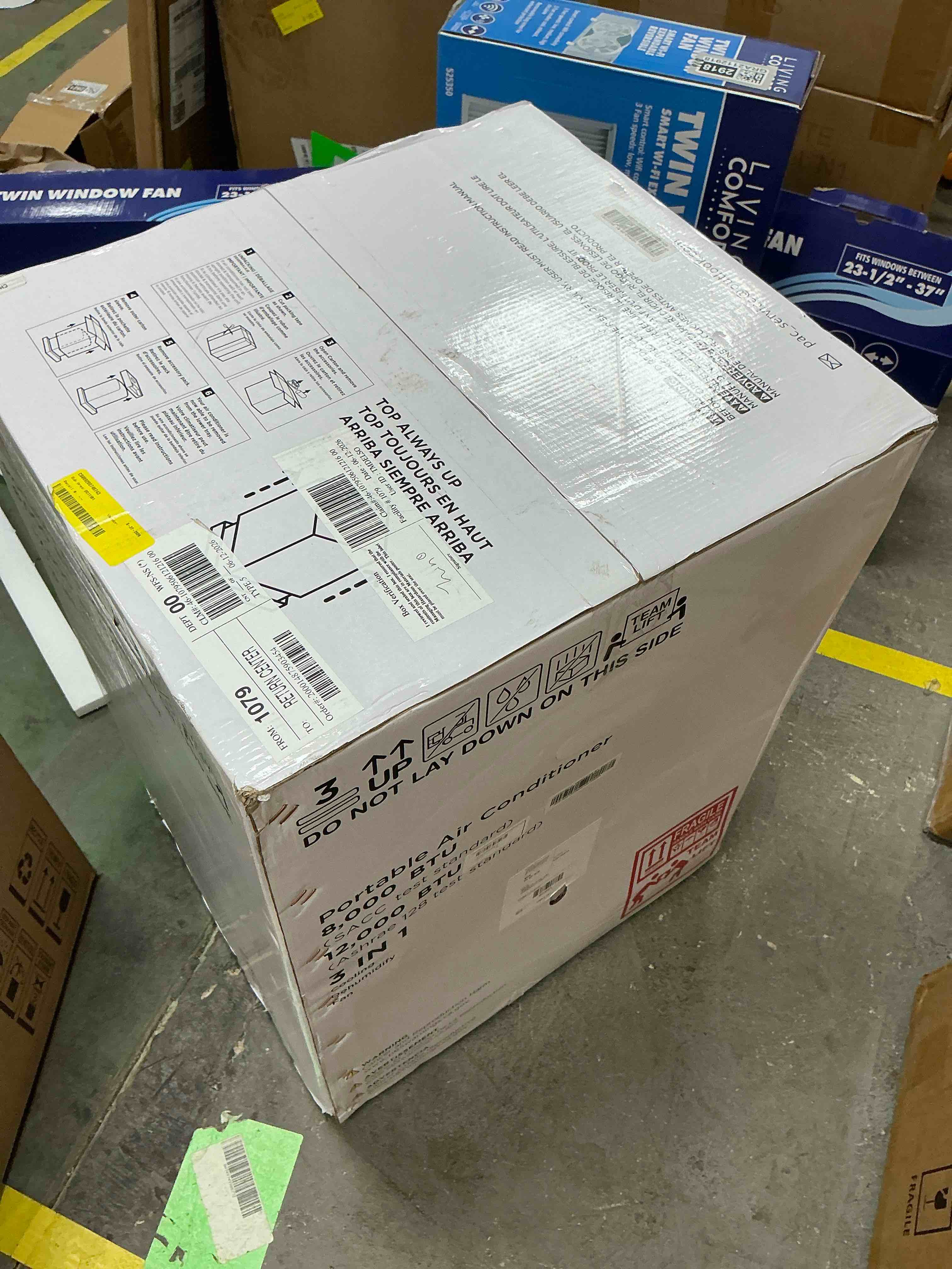 Condition photo showing New/Like New for lcxmtv 12,000 btu portable air conditioner, 3-in-1 ac unit with dehumidifier and fan, cools up to 500 sq. ft., includes window kit, backlit remote and 24h timer