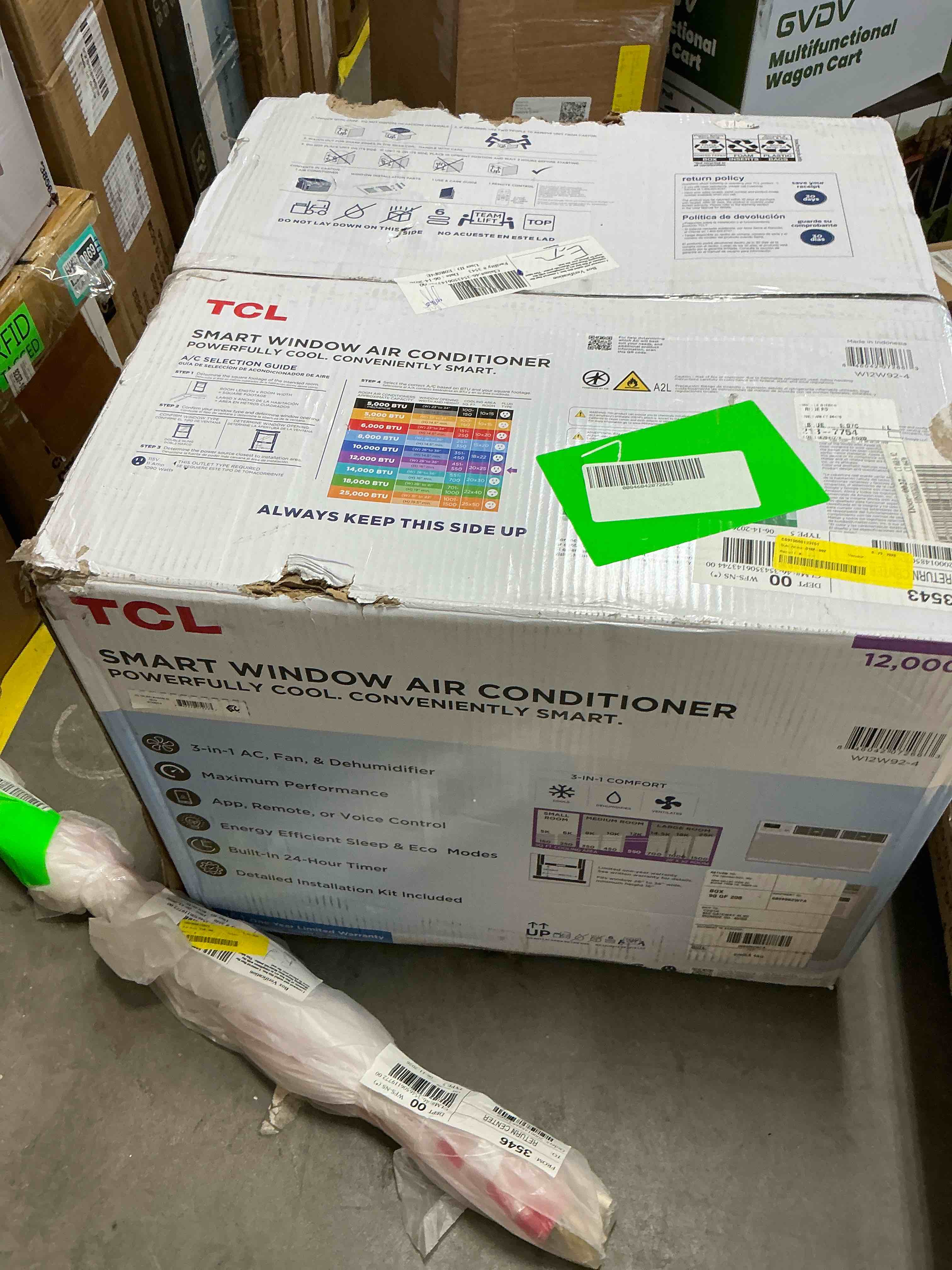 Condition photo showing New/Like New for tcl 12 000 btu smart window air conditioner (white) - 3-in-1 ac fan & dehumidifier app voice & remote control sleep & eco mode timer washable filter cools up to 550 sq ft - w12w92-4