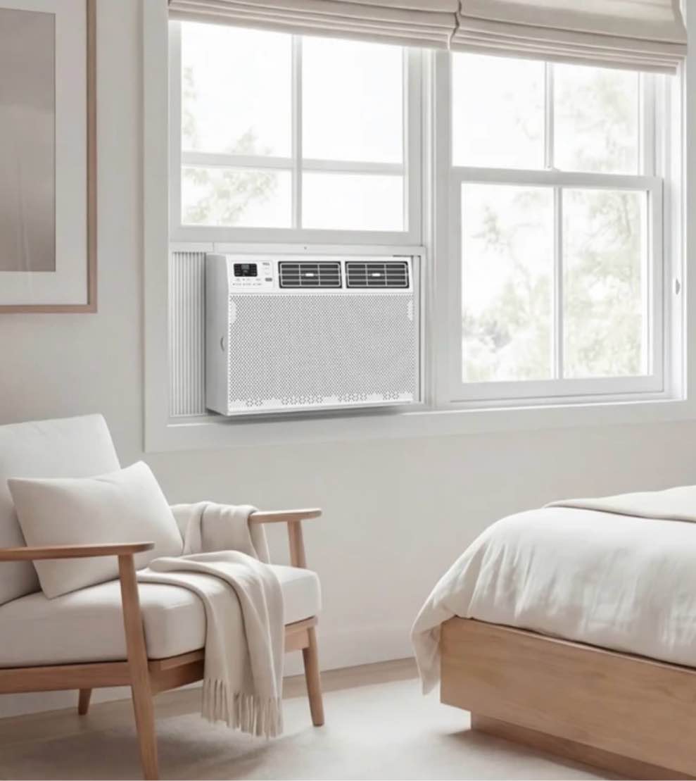 tcl 12 000 btu smart window air conditioner (white) - 3-in-1 ac fan & dehumidifier app voice & remote control sleep & eco mode timer washable filter cools up to 550 sq ft - w12w92-4