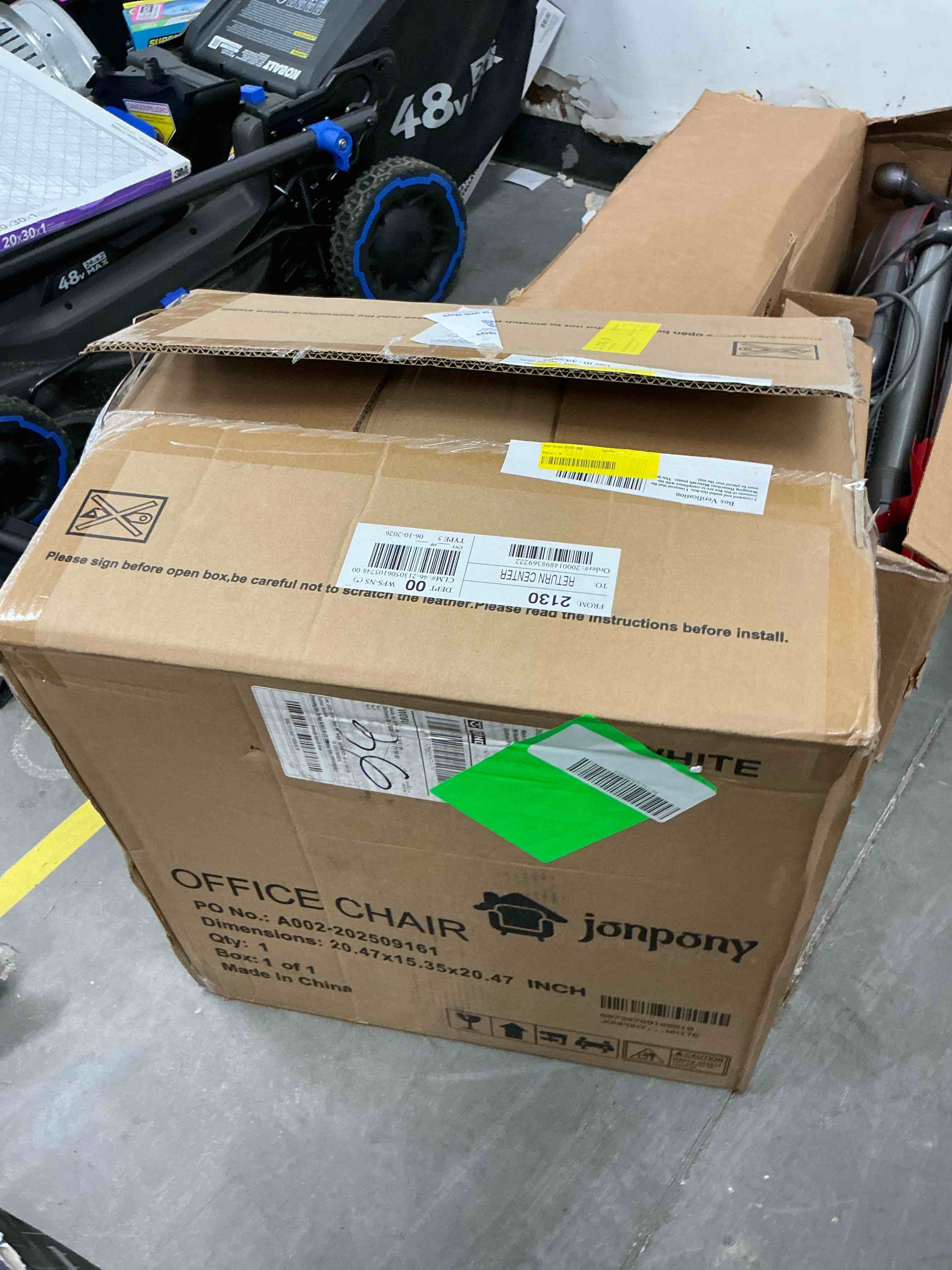 Condition photo showing New/Like New for jonpony 500 lbs tall office chair with flip-up armrests for standing desk executive ergonomic computer leather desk chair with lumbar support, adjustable foot ring for home,white