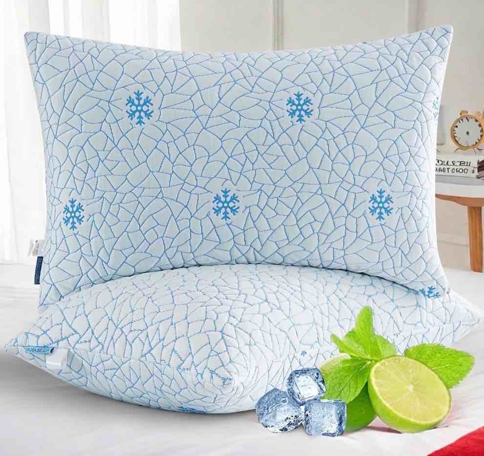 EMONIA Cooling Memory Foam Queen Pillows Set of 2,Adjustable Support & Heat Dissipation Tech for Side,Back,Stomach & Hot Sleepers, OEKO-TEX Certified (30"x20")