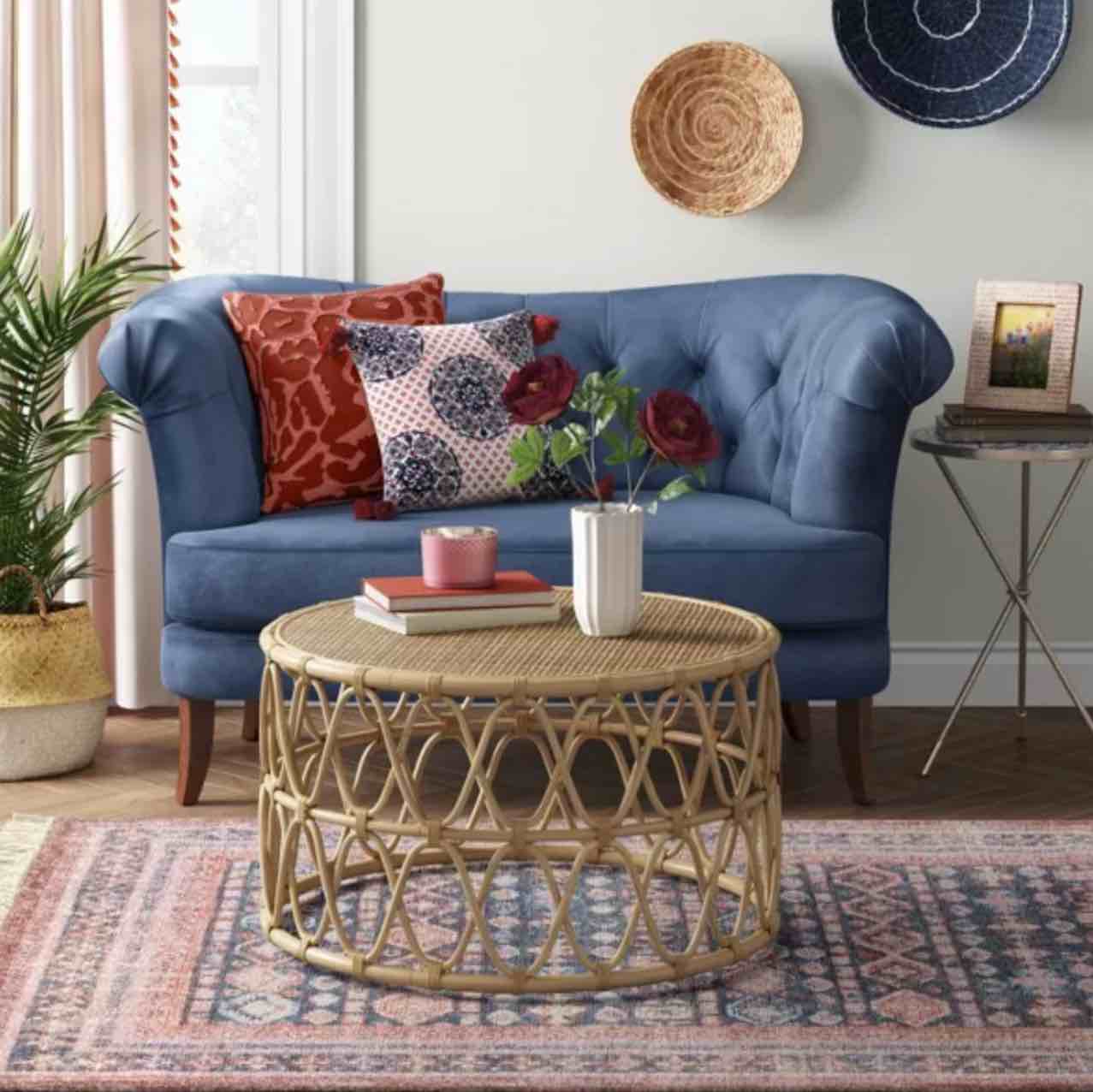 5"x7" Alexandra Floral Printed Border Persian Style Rug Blush Pink - Opalhouse™