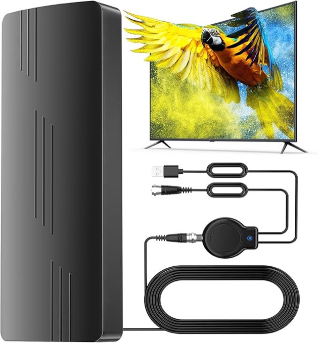 TV Antenna Outdoor Indoor, 2800+ Miles Long Range 360° Reception, Waterproof Digital Antenna with Signal Booster Amplifier, Supports 8K 4K 2K 1080P Tv Antenna for Local Channels, for Smart TVs