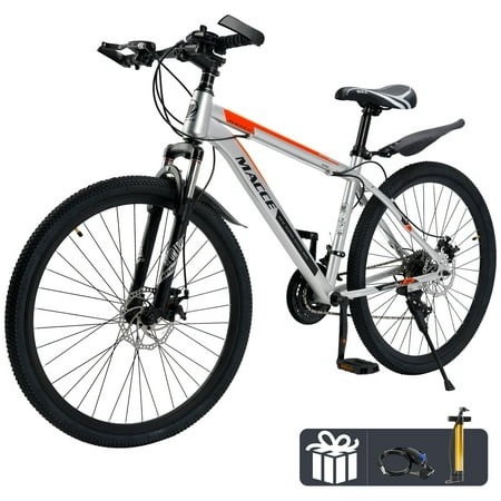 ARTUDATECH Mountain Bike 27.5 Inch for Adult 27-Speed Dual Suspension High-Carbon Steel MTB Bicycle Dual Disc Brake Bikes for Men Women Silver