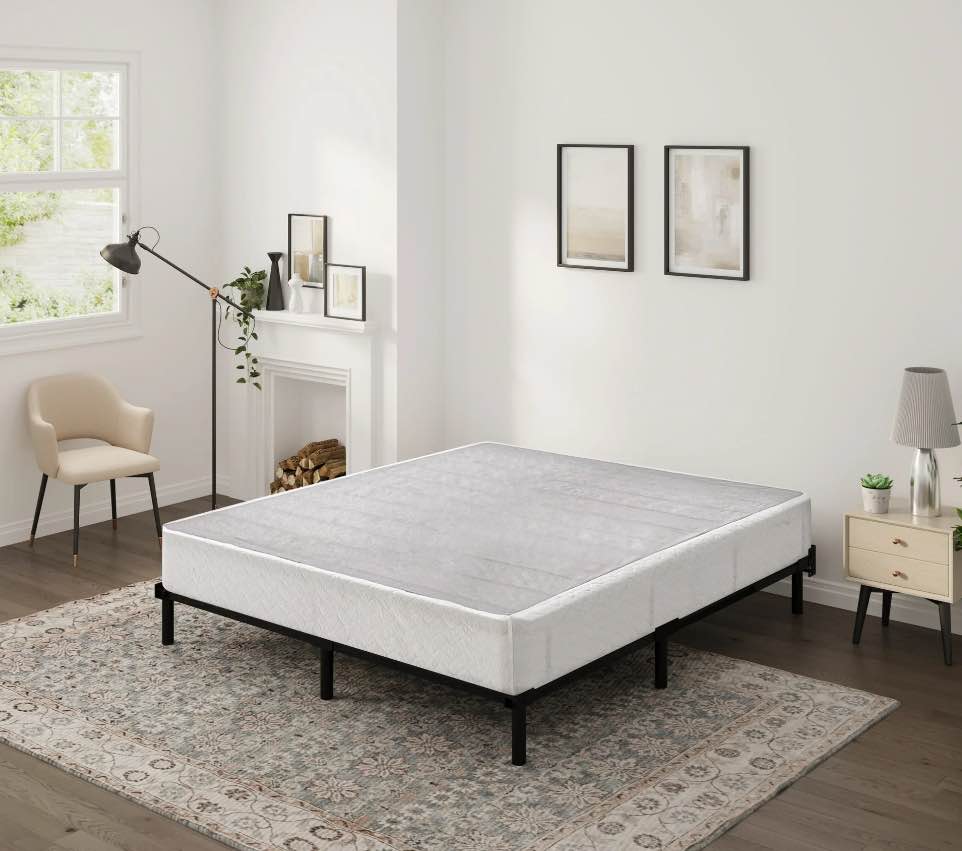Arctus 9" Full Box Spring, Metal Mattress Foundation, Fabric Cover Included, Easy Assembly