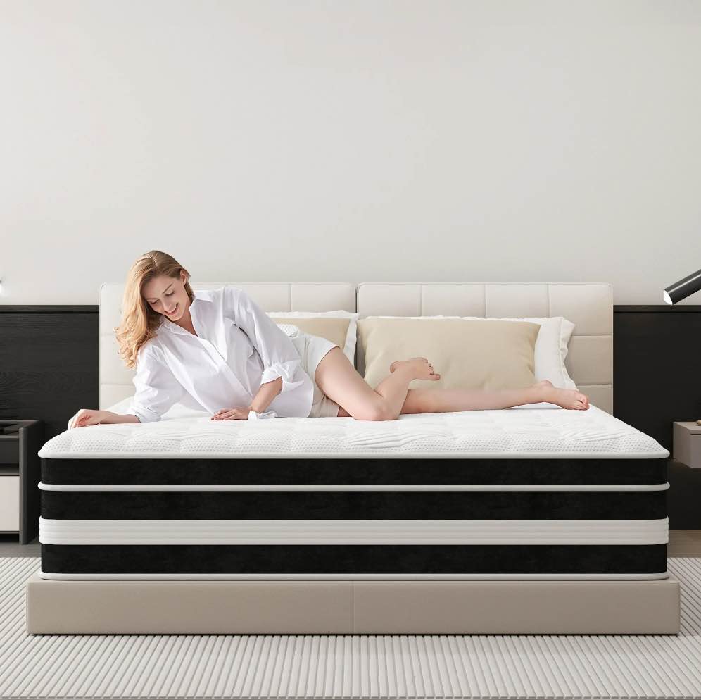 12 inch Queen Mattress,Gel Memory Foam & Spring Hybrid Medium Comfort Queen Size in a Box , Pressure Relief, Motion Isolation,CertiPUR-US