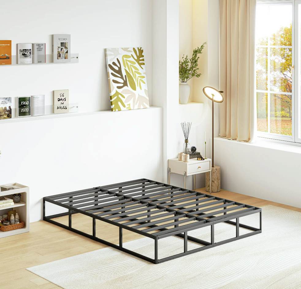 ULIESC 9 inch Queen Metal Box Spring, Sturdy Mattress Foundation, Fabric Cover Included, Easy Assembly