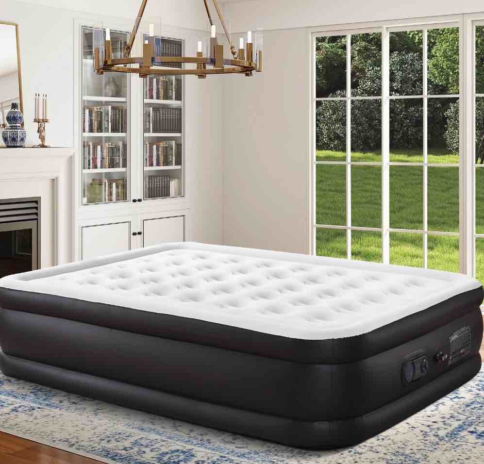 CONCETTA Queen Size 22" Air Mattress, Inflatable Bed with Built-in Pump, Quick Setup & Comfortable Support for Home and Travel