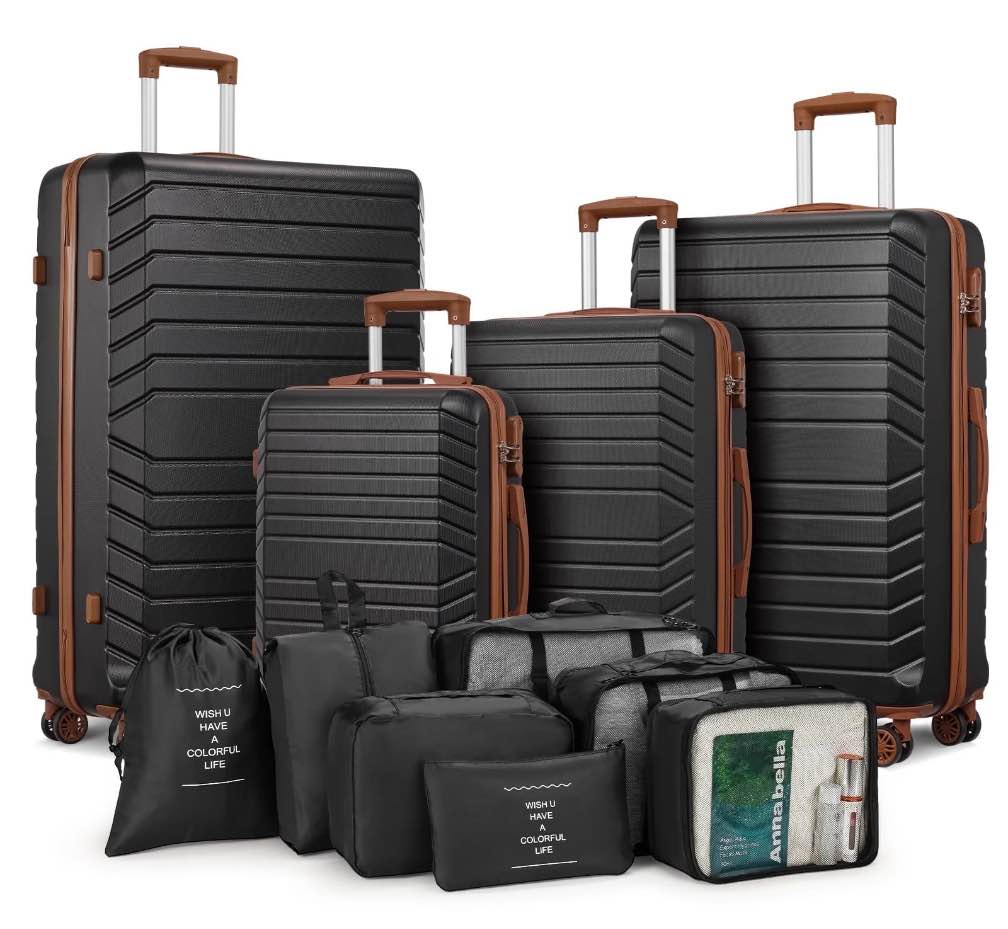 Gowill 3 Piece Luggage Sets ABS+PC Suitcase Set with Wheels and TSA Lock 20 /24 /28 Luggage Purple