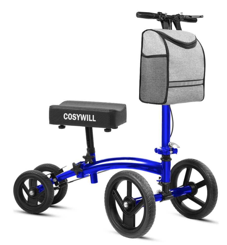 COSYWILL Steerable Knee Scooter,Economy Knee Walker,All Terrain Foldable Medical Scooter for Foot Injuries Crutches Alternative,Blue